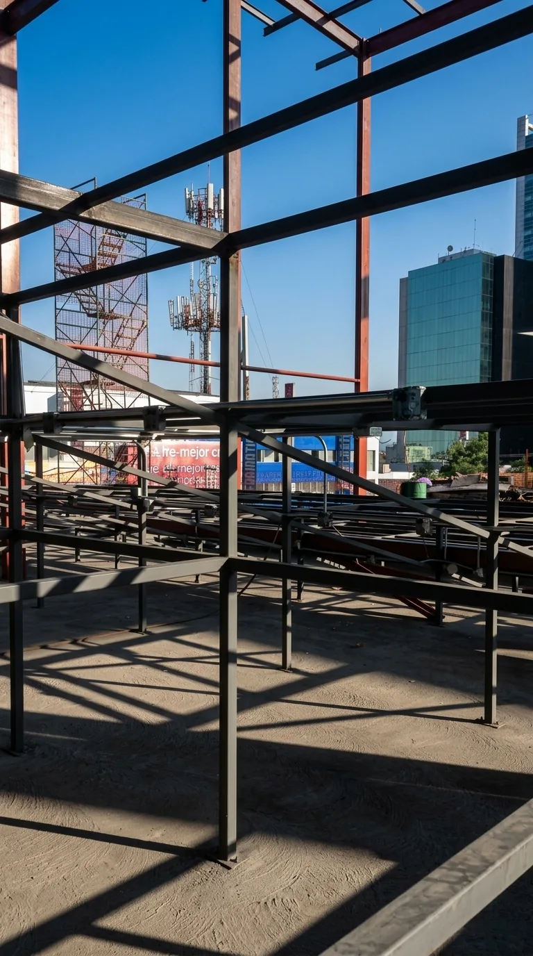 Gradería C. Platino — vista general de estructura de acero
