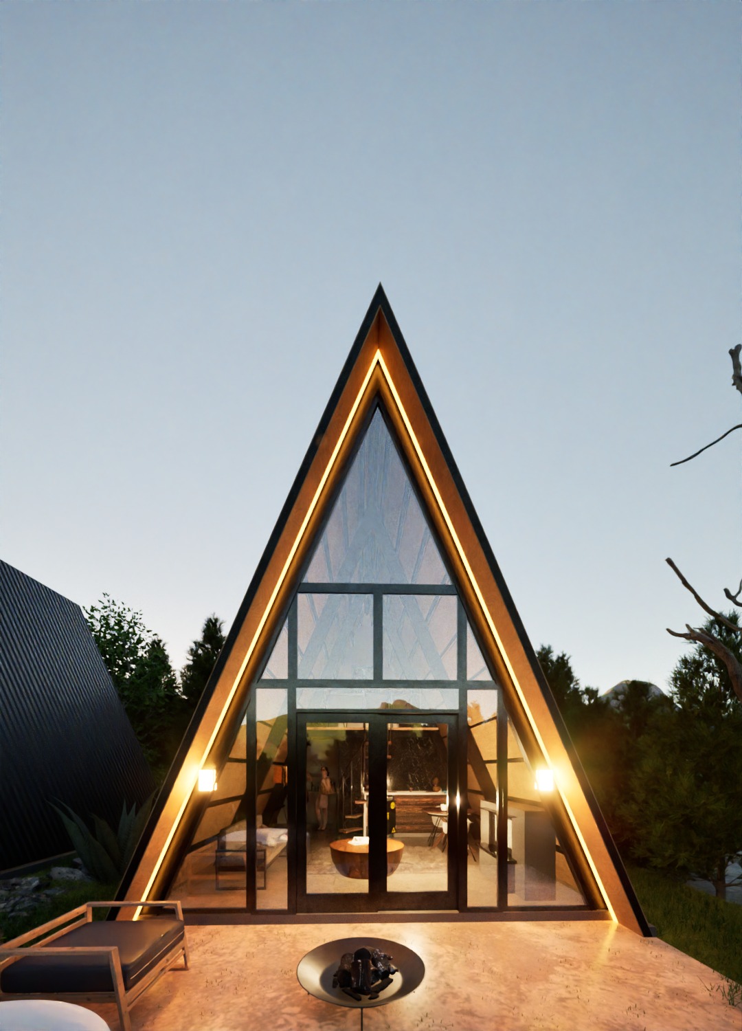 Cabaña A-Frame — vista frontal