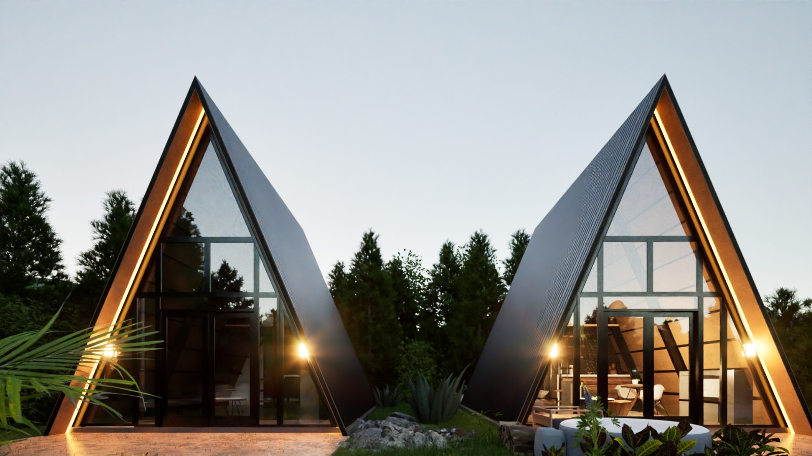 Cabañas A-Frame — vista conjunta