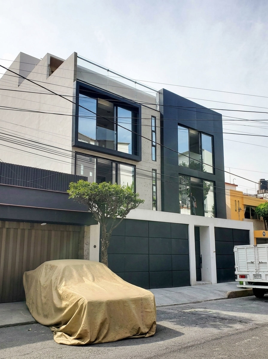 Deptos Xoco — obra terminada, vista exterior